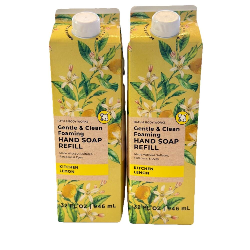 2 X BATH & BODY WORKS KITCHEN LEMON GENTLE & CLEAN FOAMING HAND SOAP REFILL 32OZ
